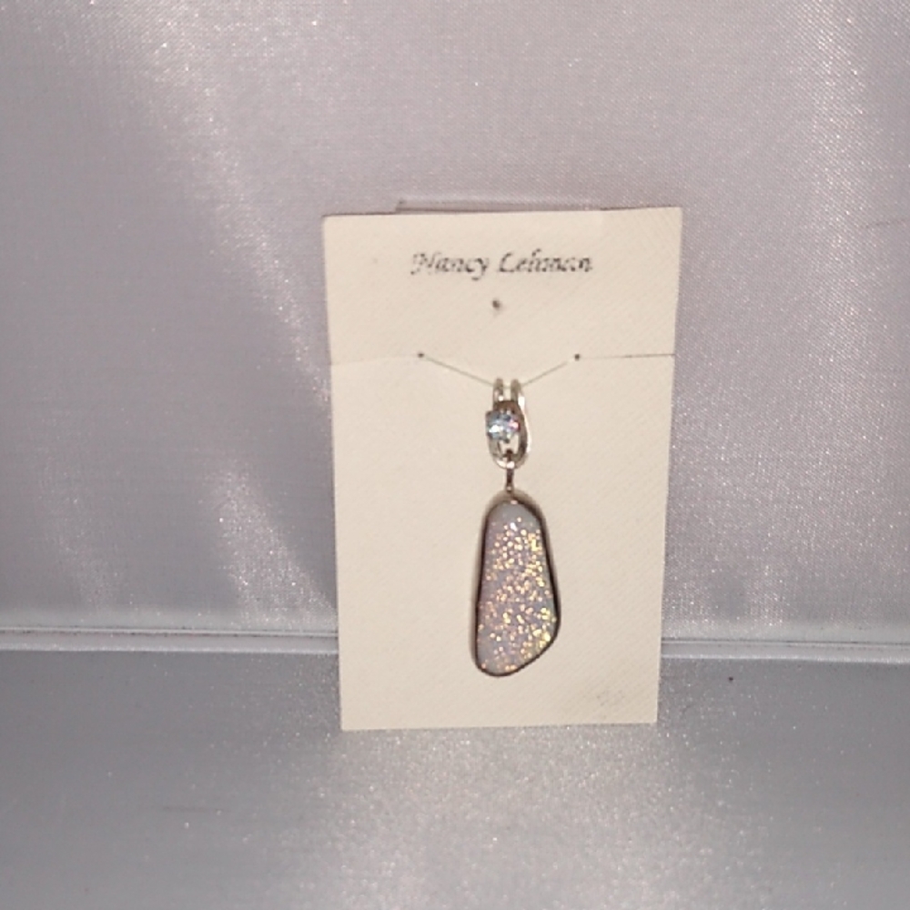 Sterling Silver White Shimmer Dichroic Glass Pendant